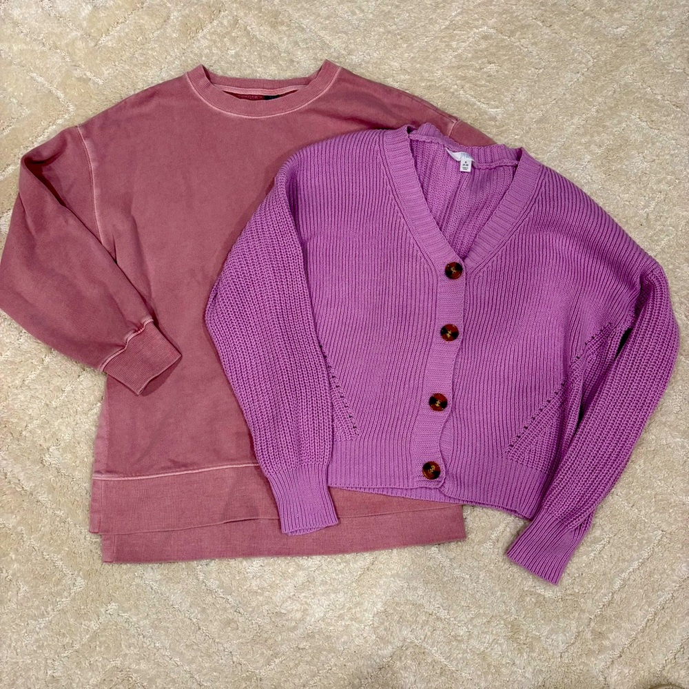 Set of Time and Tru small Cardigan and Old Navy XS sweatshirt